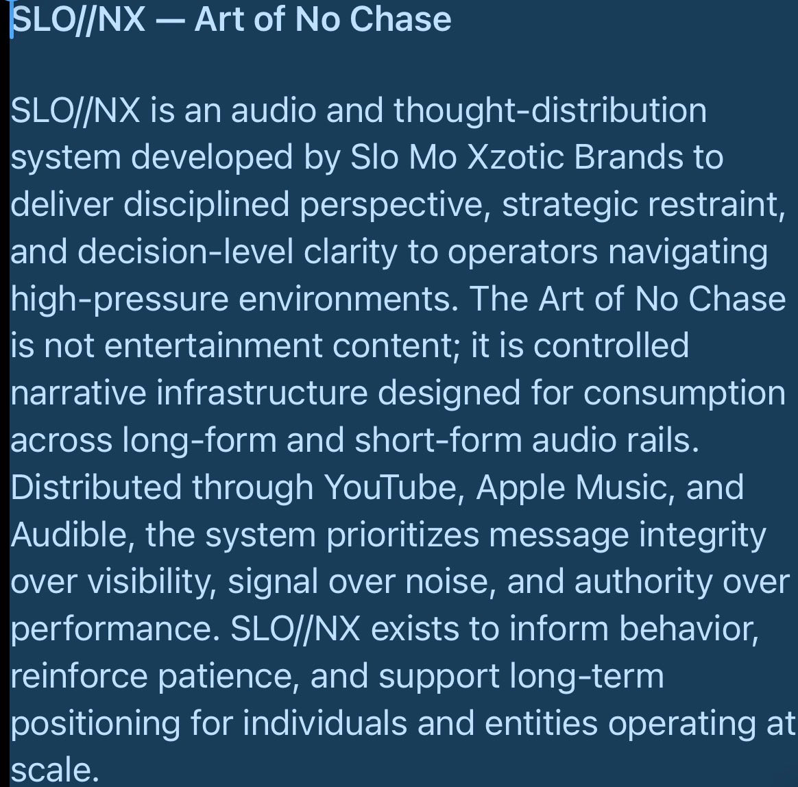 THE ART OF NO CHASE™ – EXECUTIVE AUDIO DOCTRINE | Philosophy Transmission